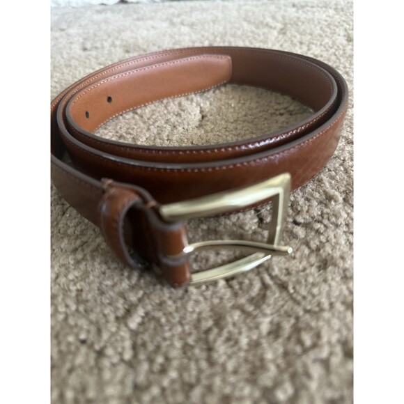 Jos A Bank Brown Leather Dress Belt with Gold Buckle Business Casual Men’s 44 - Picture 1 of 6